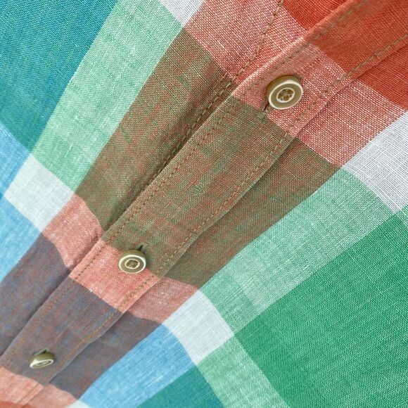 Tommy Bahama Relax SZ L Short Sleeve Pastel Plaid 100% Linen Shirt - Picture 7 of 11
